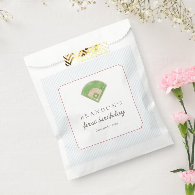 Bolsa De Papel Clásico de béisbol preppy Cumpleaños de primer año (Sellado)
