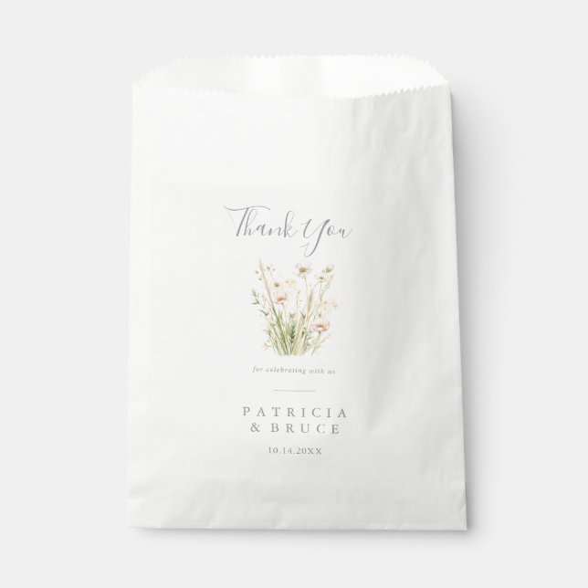 Bolsa De Papel Classic Boho Rubor Wildflower Gracias Boda (Anverso)