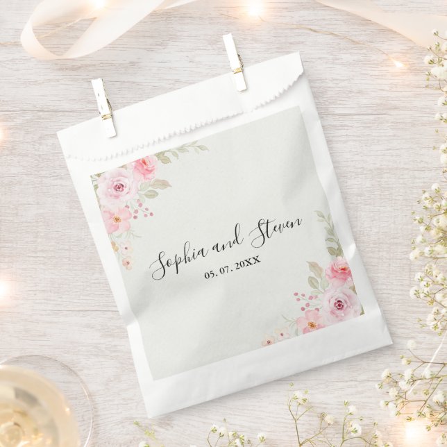 Bolsa De Papel Classic Elegance: Blush Rose Wedding (Cortado)