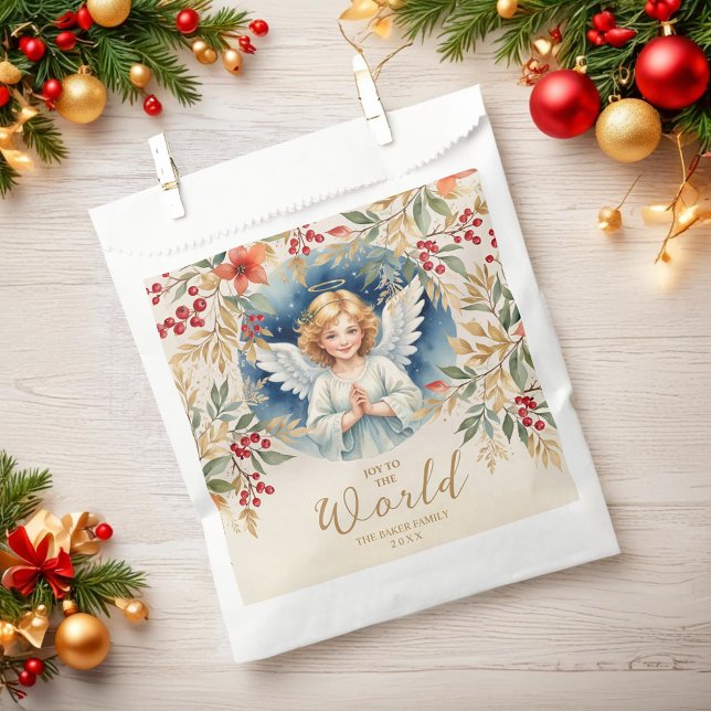 Bolsa De Papel Classic Exquisite Christmas Victorian Angel Xmas (Classic Exquisite Christmas Angel with Flowers Victorian-Themed Inspired Christmas Favors Bags)