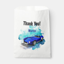 Bolsa De Papel Classic Retro Blue Sports Car Aventura de cumpleañ