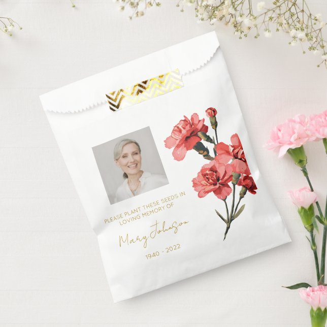 Bolsa De Papel Clavel Simple Foto Funeral Semilla (Sellado)