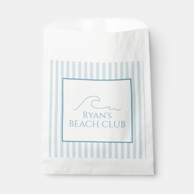Bolsa De Papel Club de playa de franja blanca y azul Cabana Cumpl (Anverso)