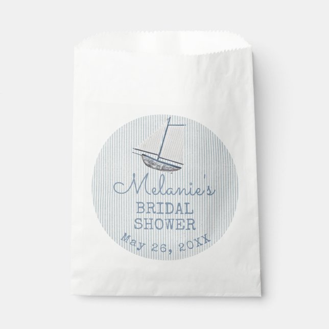 Bolsa De Papel Coastal Bridal Shower Boat Stripe  (Anverso)