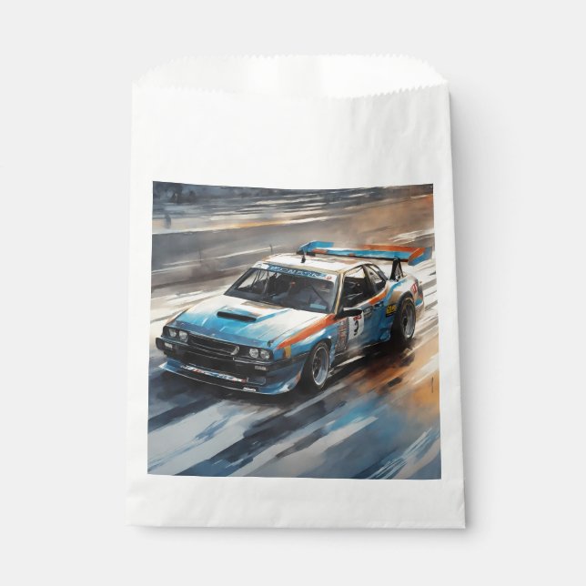 Bolsa De Papel Coche de Carreras azul deportivo (Anverso)