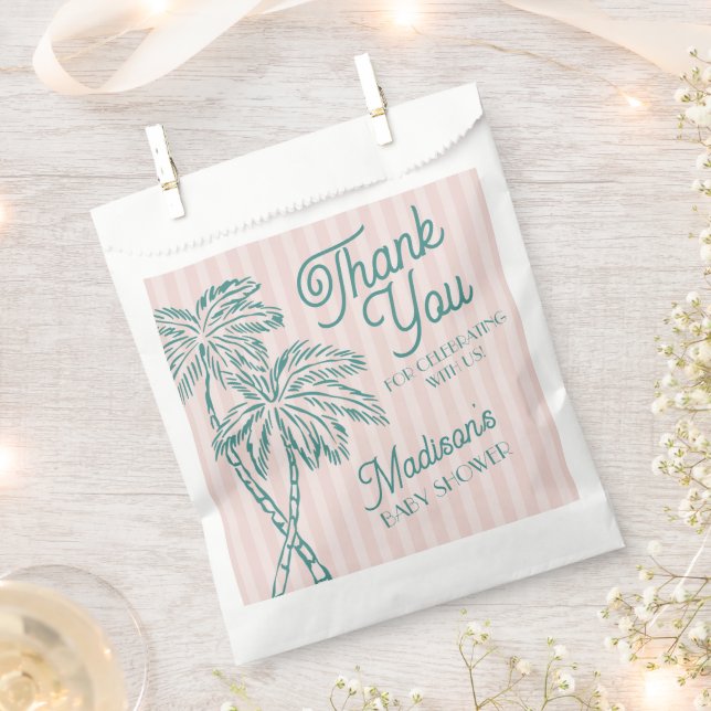 Bolsa De Papel Cocina Baby Shower Pink Palm Spring Pastel Beach (Cortado)