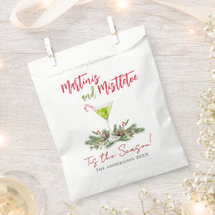 Bolsa De Papel Cócteles Festivos Martinis y Muérdago Fiesta