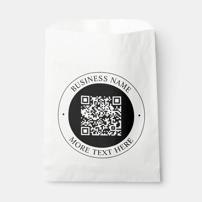 Bolsa De Papel Código QR con nombre de empresa editable texto cir (Anverso)