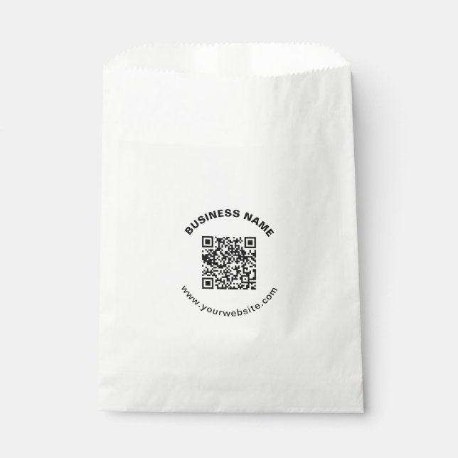 Bolsa De Papel Código QR con nombre de empresa texto circular en  (Anverso)