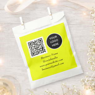 Bolsa De Papel Código QR de redes sociales Logo de negocio amaril