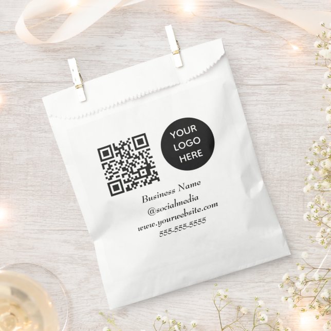 Bolsa De Papel Código QR de redes sociales Logo de negocio modern (Cortado)