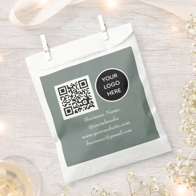 Bolsa De Papel Código QR de redes sociales Logo Empresarial Sage (Cortado)