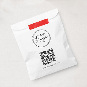 Bolsa De Papel Código QR minimalista con logotipo negro