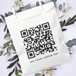 Bolsa De Papel Código QR Minimalista Limpiar Personalizado blanco