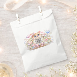 Bolsa De Papel Código QR personalizado Kawaii lindo gato floral r