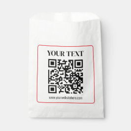 Bolsa De Papel Código QR simple en blanco y negro con borde rojo