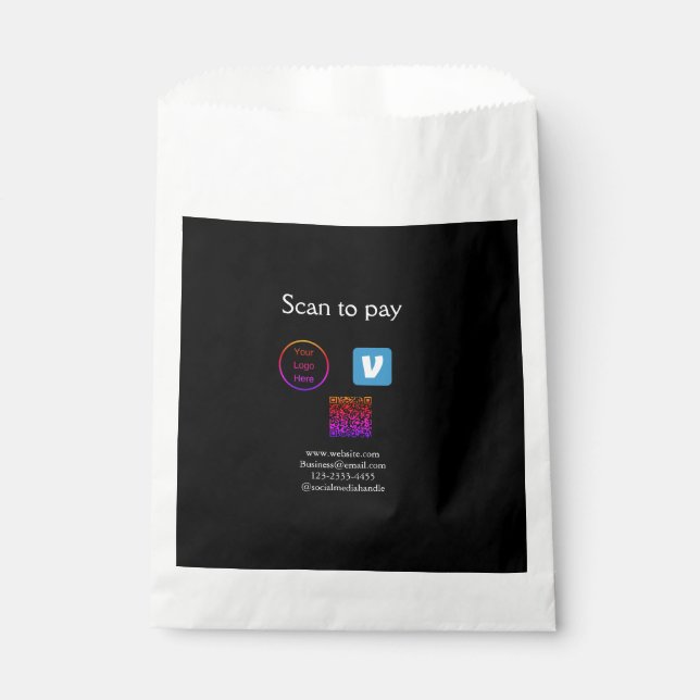 Bolsa De Papel Código QR venmo escaneo para pagar agregar logo re (Anverso)