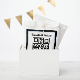 Bolsa De Papel Código QR y texto editables con borde azul claro