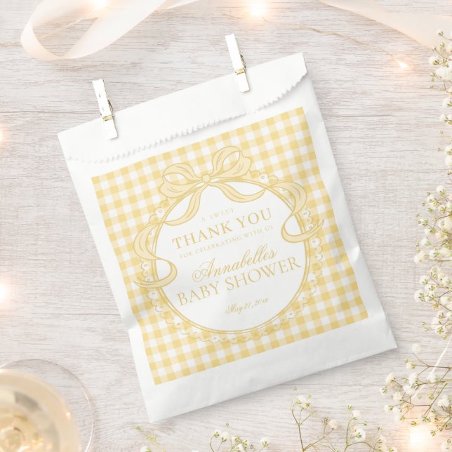 Bolsa De Papel Cojinete de encaje de gingham amarillo para postre (Cortado)