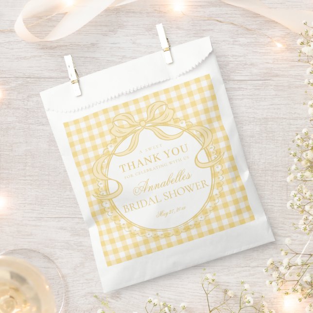 Bolsa De Papel Cojinete de encaje de gingham amarillo para postre (Cortado)