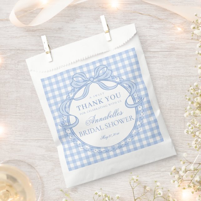 Bolsa De Papel Cojinete de encaje de gingham azul para postre de  (Cortado)