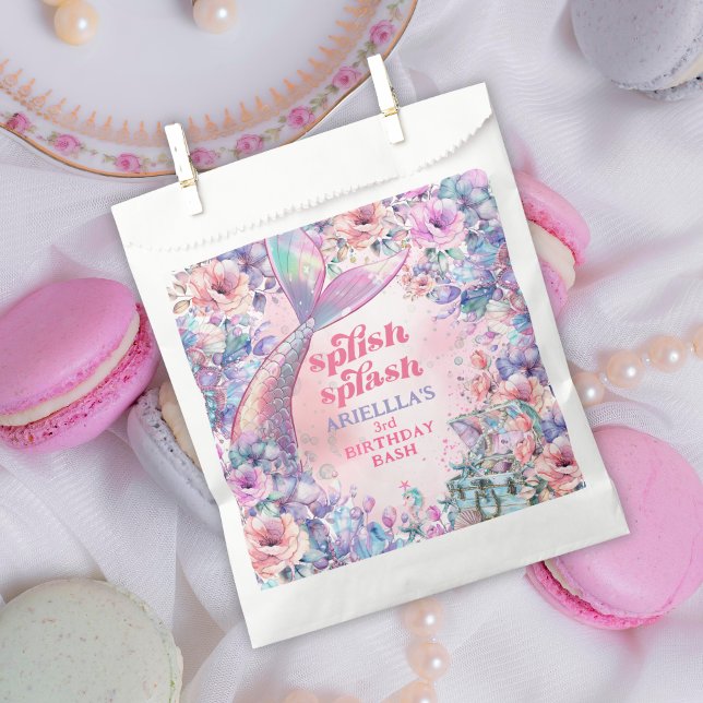 Bolsa De Papel Cola de Sirena con Brillo de Flor para 3er Cumplea (Subido por el creador)
