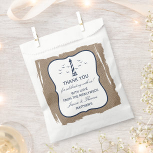 Bolsa De Papel Colección de Bodas Burlap del faro náutico
