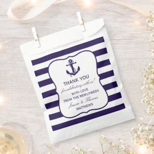 Bolsa De Papel Colección de Bodas de franjas de la marina de infl