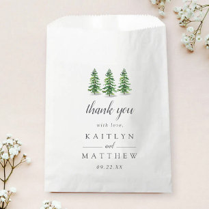 Bolsa De Papel Colección de Bodas del bosque de pinos acuarela