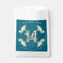 Bolsa De Papel collage de fotos Verde azulado de la flor de cumpl