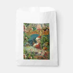 Bolsa De Papel Collage Navideño de Papá Noel Victoriano Antiguo