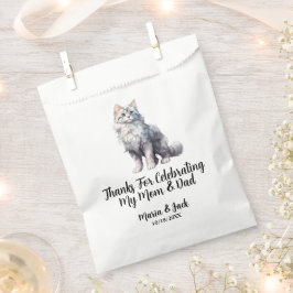 Bolsa De Papel Color completo del Boda del Mascota del gato blanc