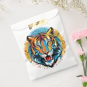 Bolsa De Papel Colores de arcoíris de cabeza de tigre pintan manc