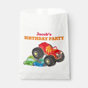 Bolsa De Papel Colores de la fiesta de cumpleaños del Camión Rojo