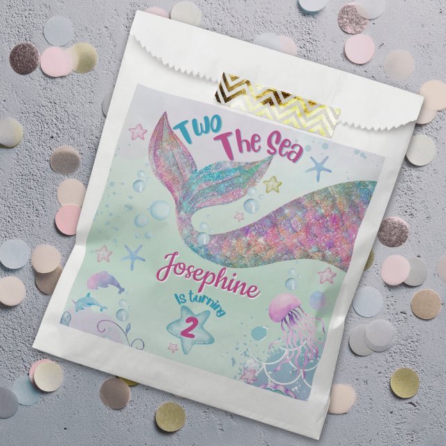 Bolsa De Papel Colorful Mermaid second birthday (Subido por el creador)