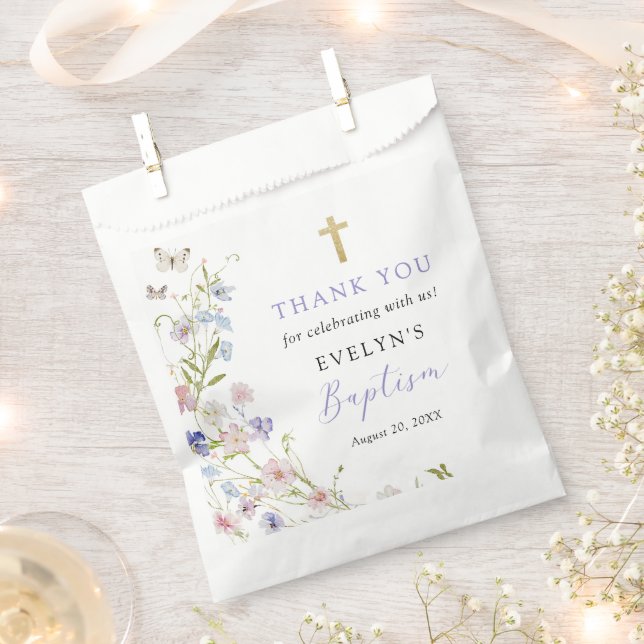 Bolsa De Papel Colorful Wildflower Meadow Girl Baptism (Cortado)