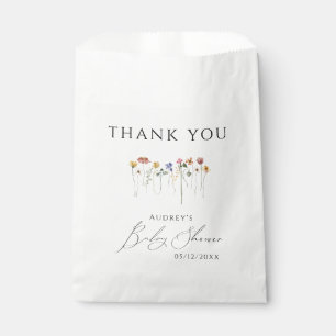 Bolsa De Papel Coloridas flores silvestres, ducha de bebé gracias