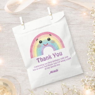 Bolsa De Papel colorido lindo arco iris niños cumpleaños rosado g