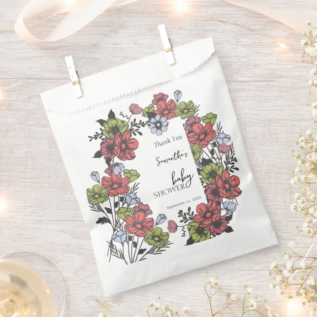 Bolsa De Papel Colorido Pastel Wildflower Baby Shower (Cortado)