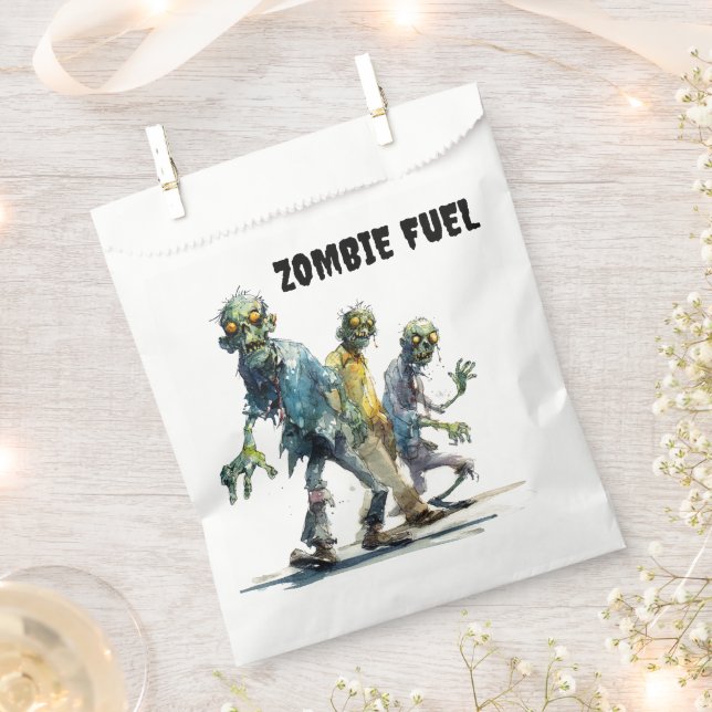 Bolsa De Papel Combustible zombie | Bolsas de Halloween Candy Fav (Cortado)