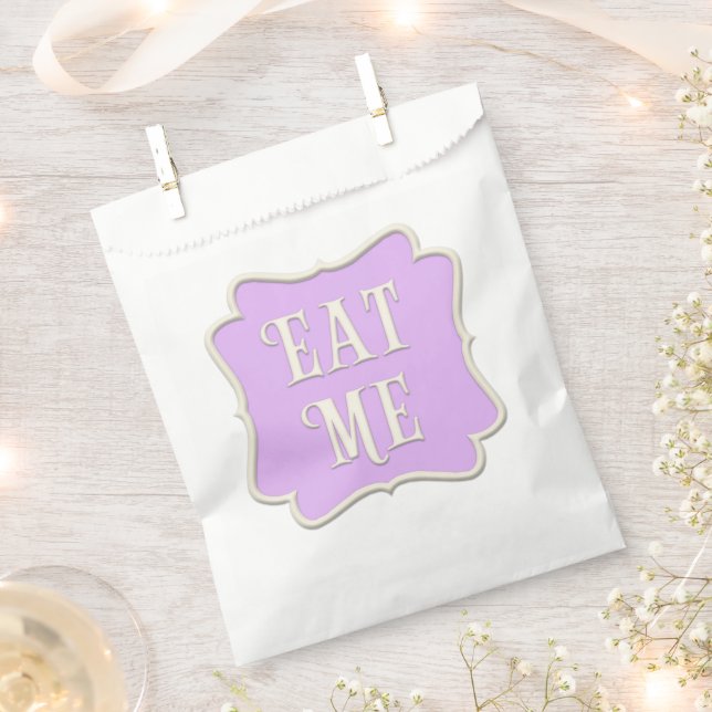 Bolsa De Papel "Come Me" Fiesta De Té De Maravilla Pastel Purple (Cortado)