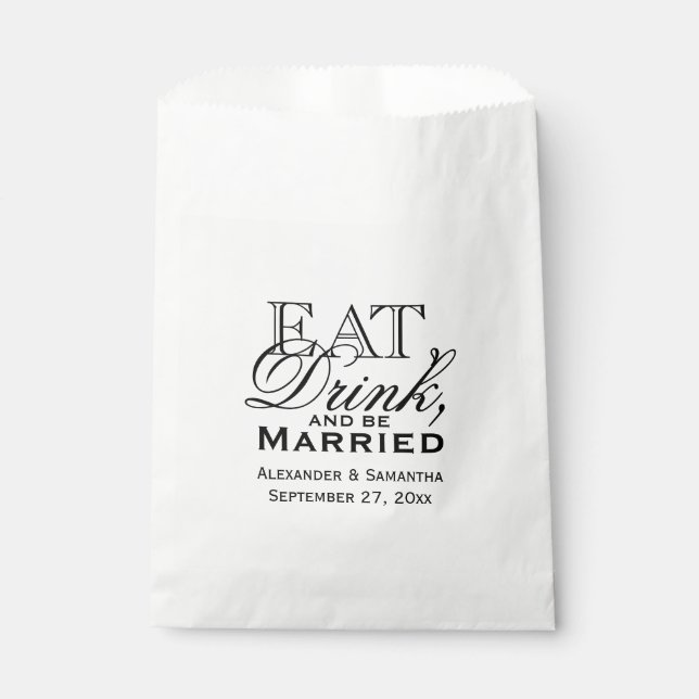 Bolsa De Papel Comer, beber y casarse Boda personalizado (Anverso)