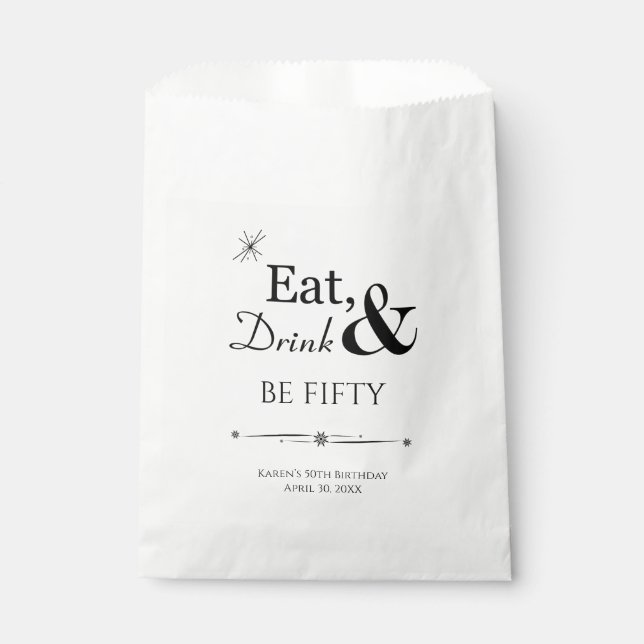 Bolsa De Papel Comer una bebida y ser cincuenta graciosos retro 5 (Anverso)