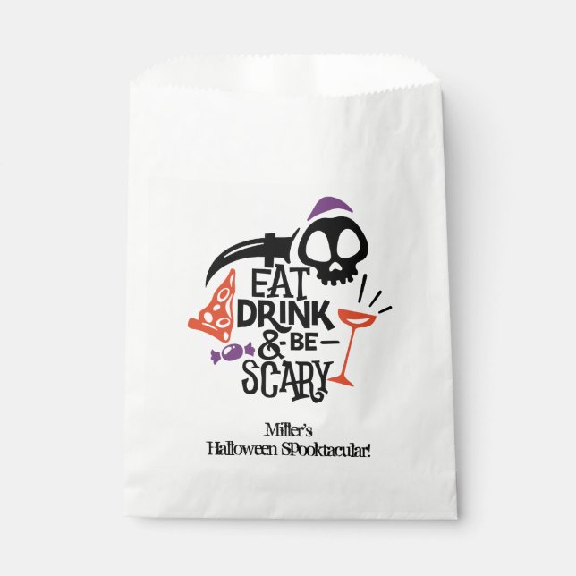Bolsa De Papel Comer y tener miedo Halloween (Anverso)