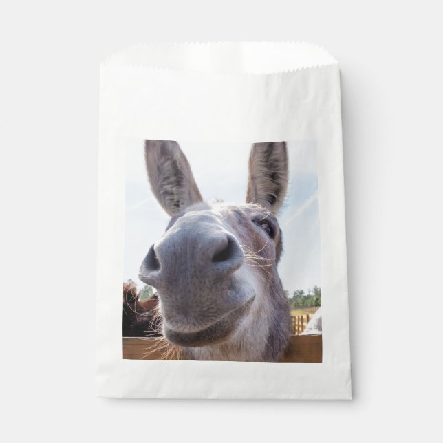 Bolsa De Papel Cómico burro sonriente gris (Anverso)