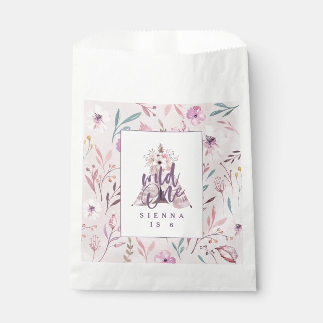 Bolsa De Papel comodín de una fiesta de cumpleaños de primer cump (Anverso)