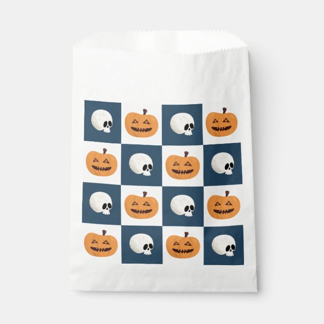 Bolsa De Papel Comprobaciones de calaveras y calabazas (Anverso)