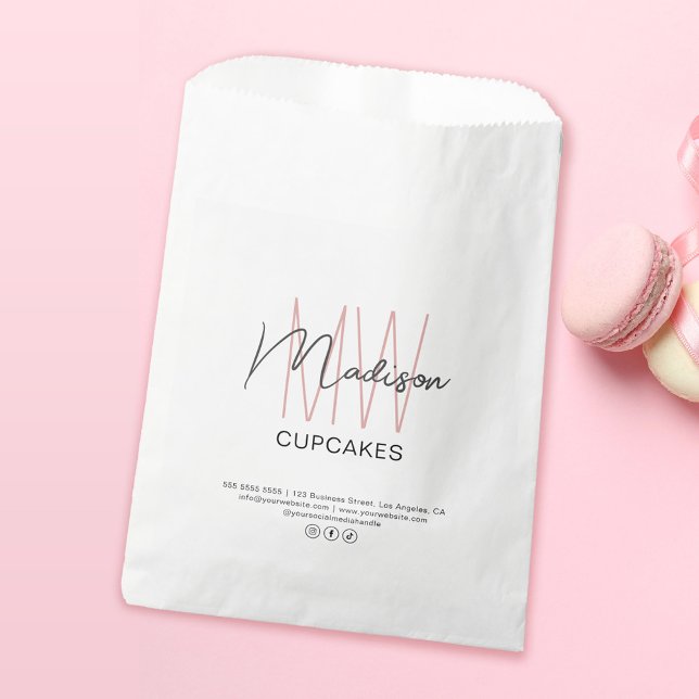 Bolsa de papel con logotipo de Personalizado de pa (Bakery Custom Monogram Logo Paper Bag)