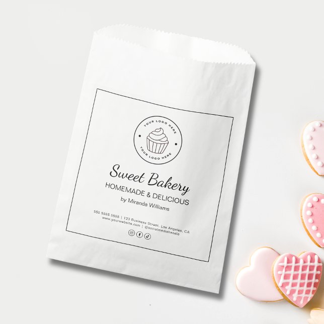 Bolsa de papel con logotipo personalizado para pan (Modern Bakery Custom Logo Paper Bag)