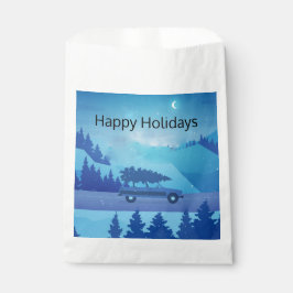 Bolsa De Papel Conducción por la carretera con un árbol de navida